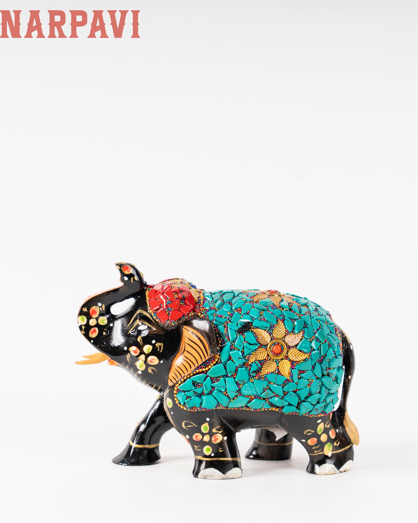 BLUE & RED BEATS PANTING ELEPHANT TUP 4"